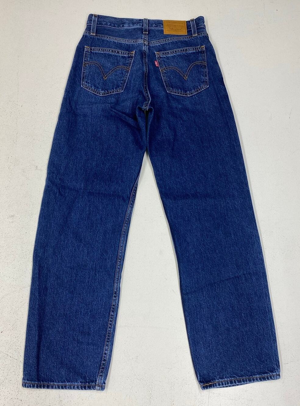 Women Levi Strauss Premium Dad dark wash cotton Straight Fit denim jeans 25